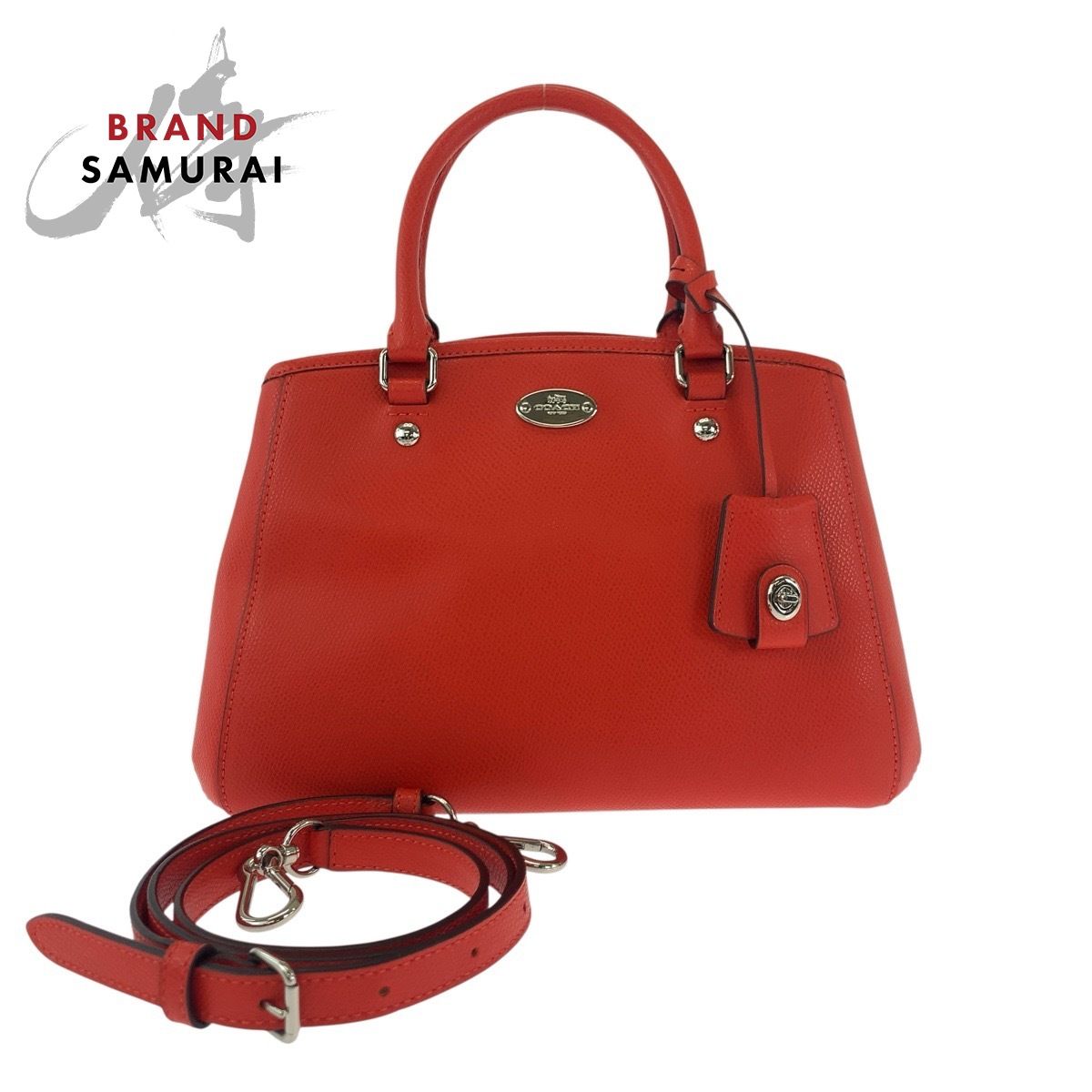 美品 COACH コーチ オレンジ シルバー金具 レザー 34835