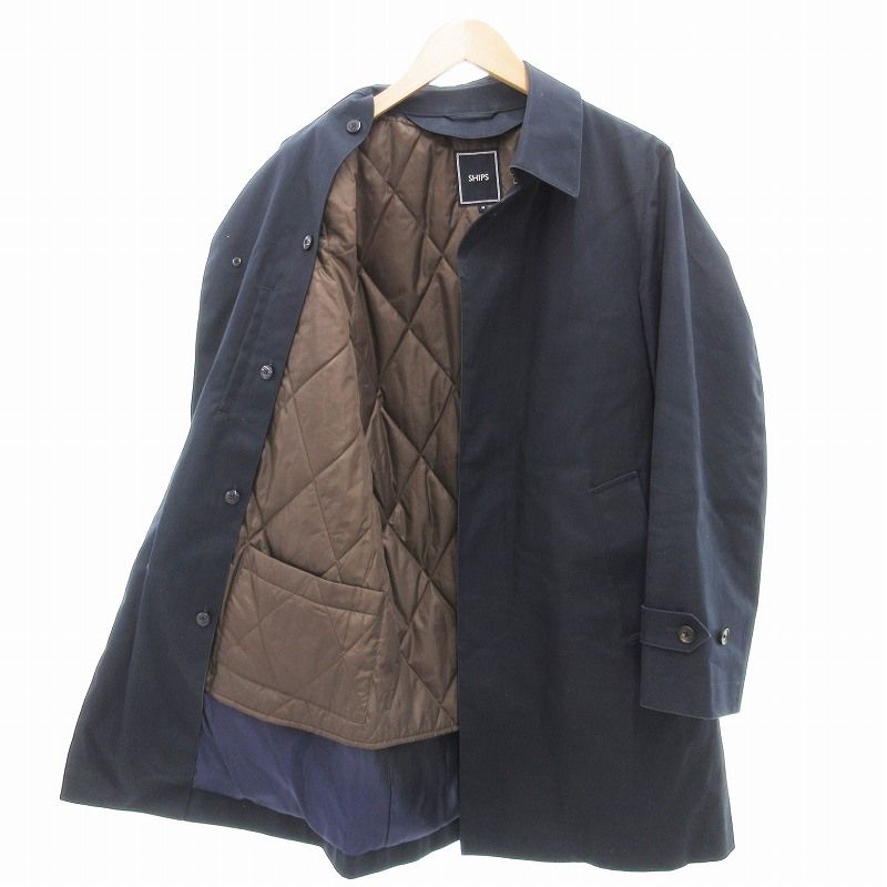 シップス SHIPS GORETEX ステンカラーコート ライナー付 M 紺 ネイビー  