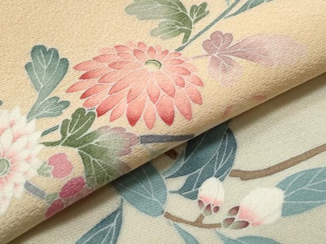 平和屋着物●訪問着　友禅　作家物　枝花文　暈し染め　正絹　逸品　CAAS7483yc 平和屋着物○訪問着 友禅 作家物 枝花文 暈し染め 正絹 逸品