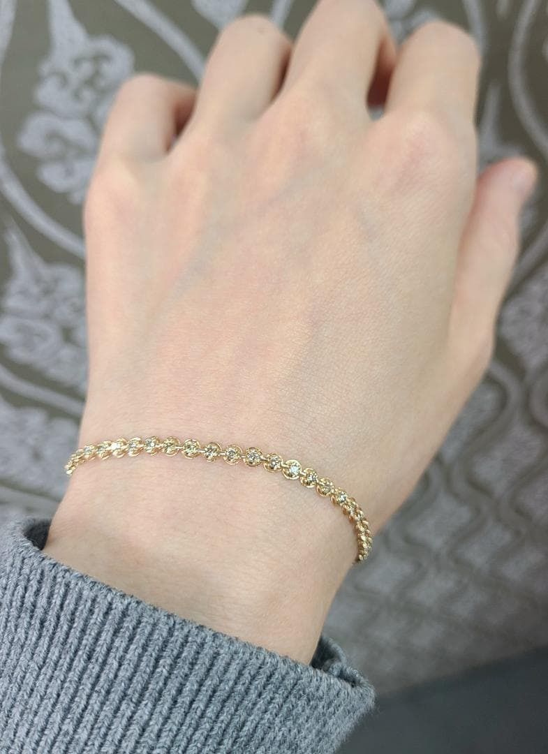 ギラギラ！新型1ct ダイヤモンド K18 YG テニス ブレスレット 18金