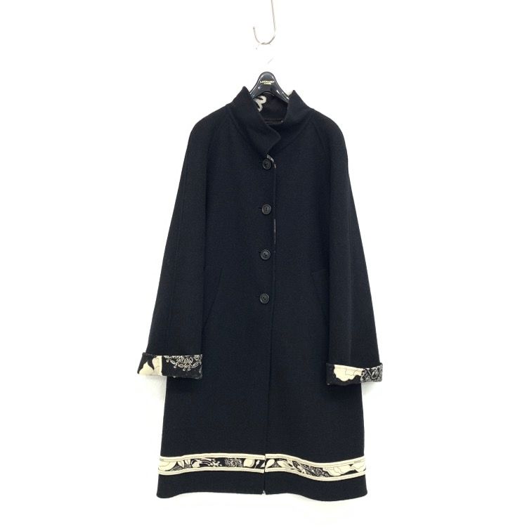 LEONARD レオナール スタンドカラー コート ウールカシミヤ ブラック