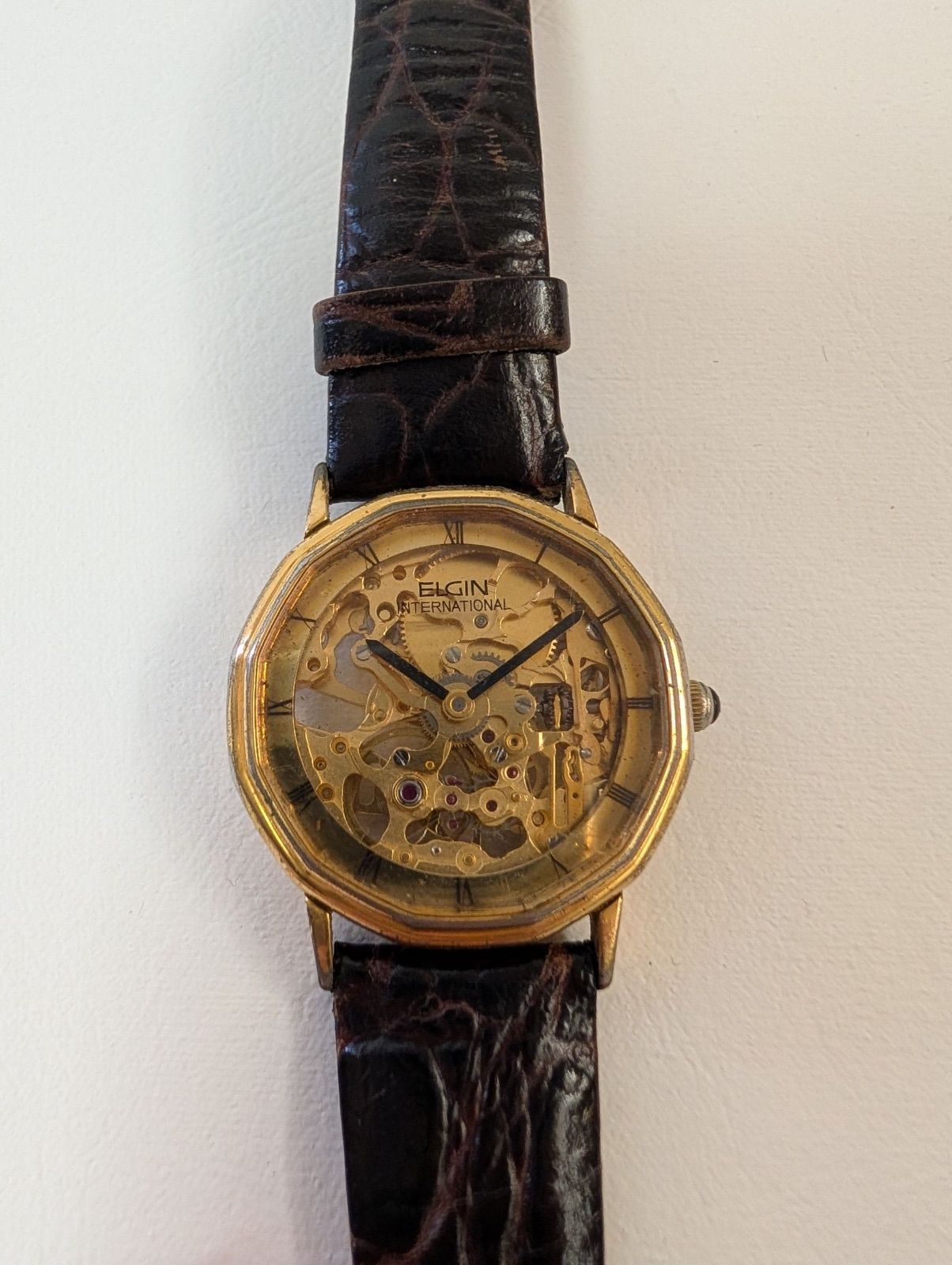 希少】ELGIN エルジン メンズ 手巻き時計 スケルトン - メルカリ