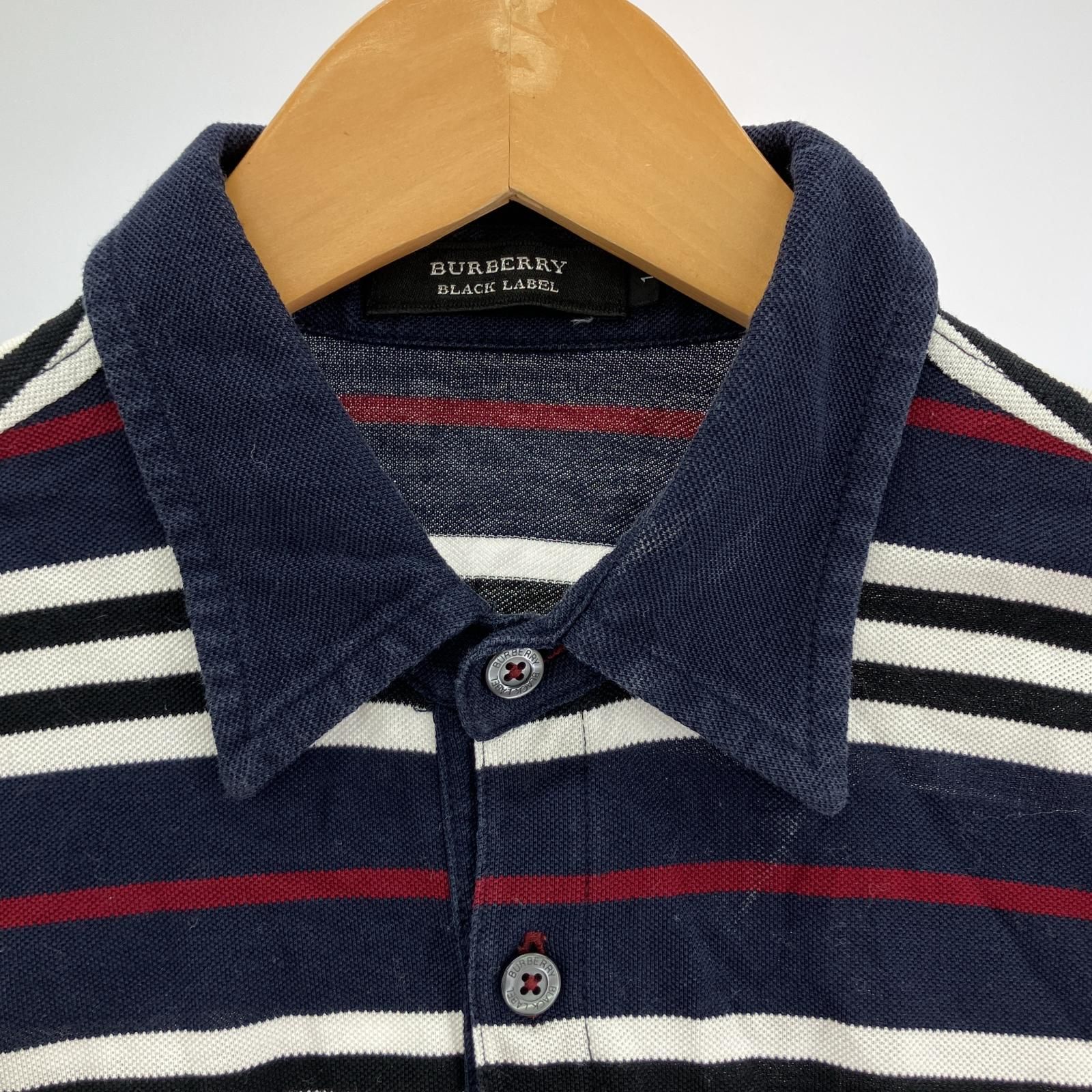 BURBERRY BLACKLABEL ポロシャツ L ネイビー　3 美品 バーバリーブラックレーベル メンズ ポロシャツ ボーダー