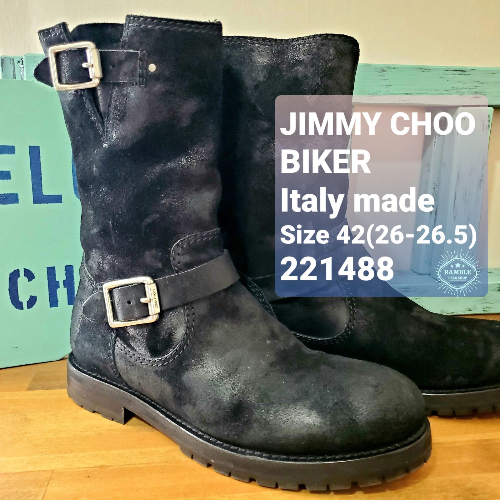 JIMMYCHOO スウェードレザー BIKER ムートン エンジニアブーツ当商品は