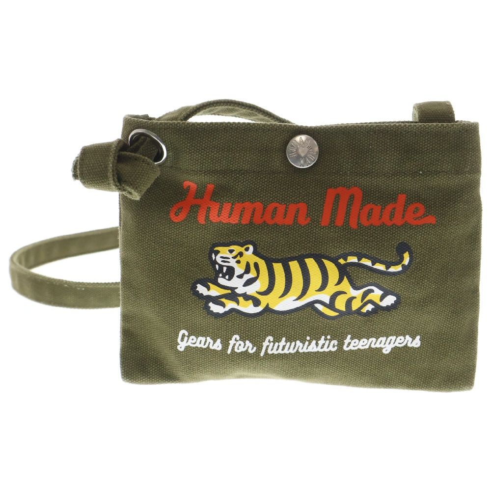 HUMAN MADE (ヒューマンメイド) アニマルプリント コットン サコッシュ ショルダーバッグ カーキ