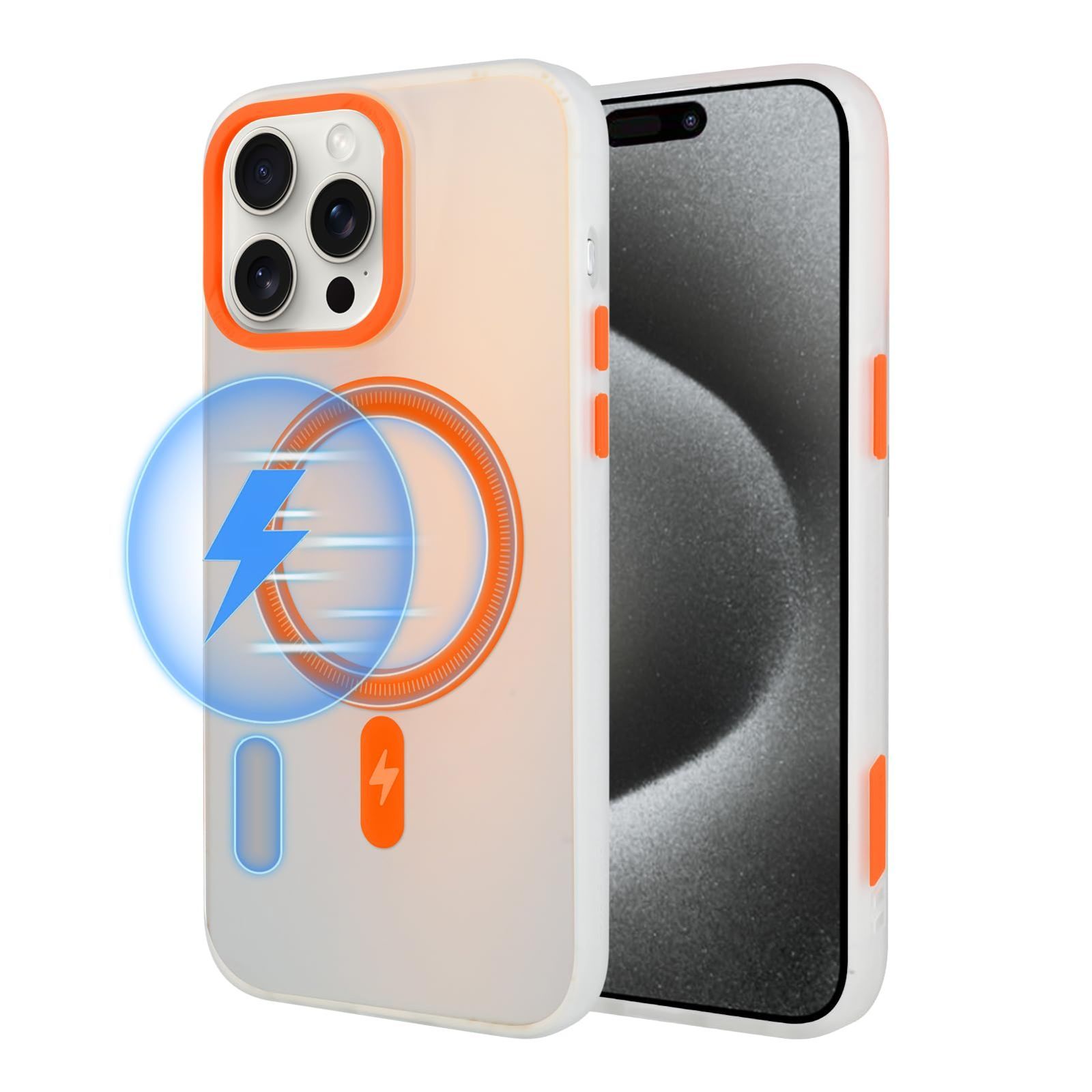ＣｉｔｙＫｏｄａ iPhone 15 Pro 用 ケース オーロラ 全面保護 耐衝撃 MagSafe対応 TPU+PC 滑り止め マグネット搭載 カメラ保護 カバー スマホケース アイフォン15pro 6.1インチ対応 オレンジ