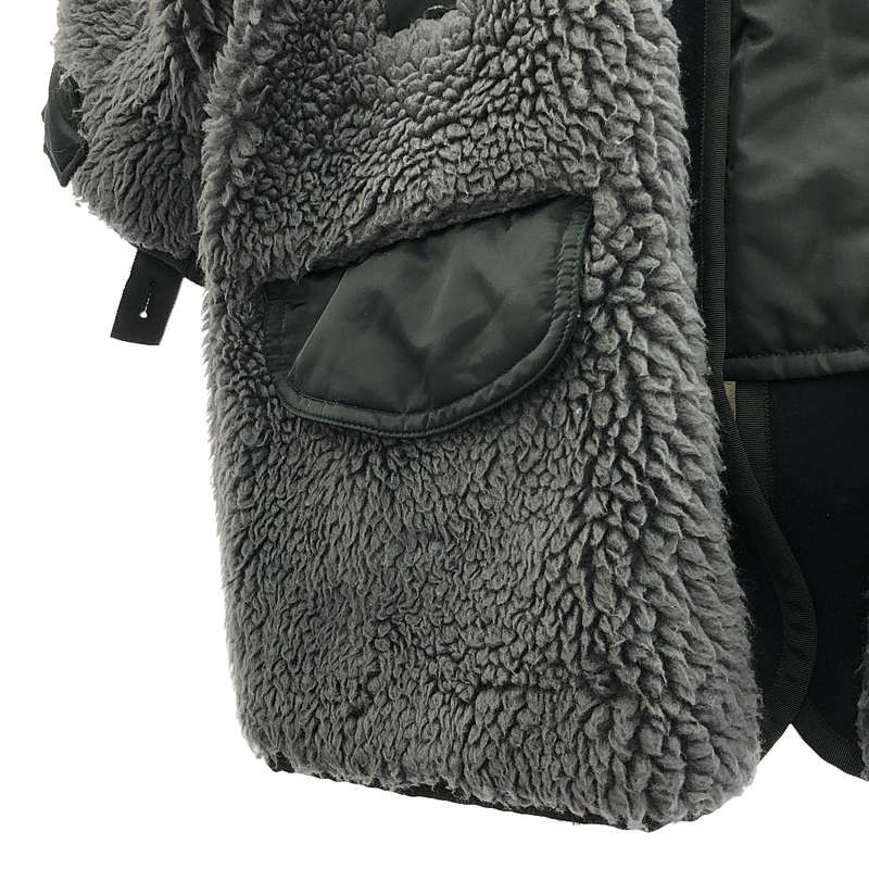 sacai / サカイ | 2022AW | Faux Shearling x Nylon Twill Coat / 異