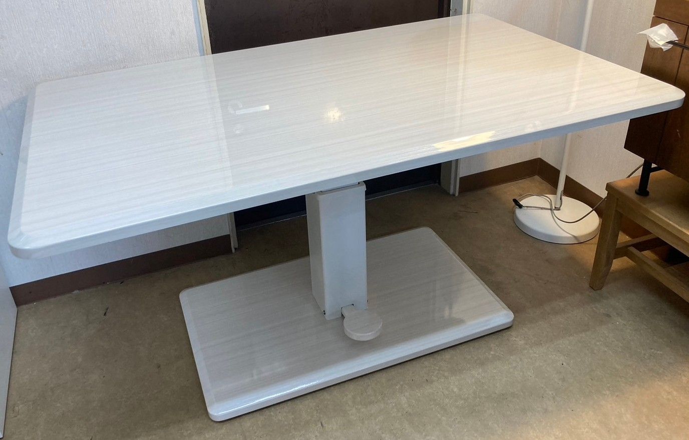 H910\" シギヤマ家具 NORDI 昇降式ダイニングテーブル ホワイト H910