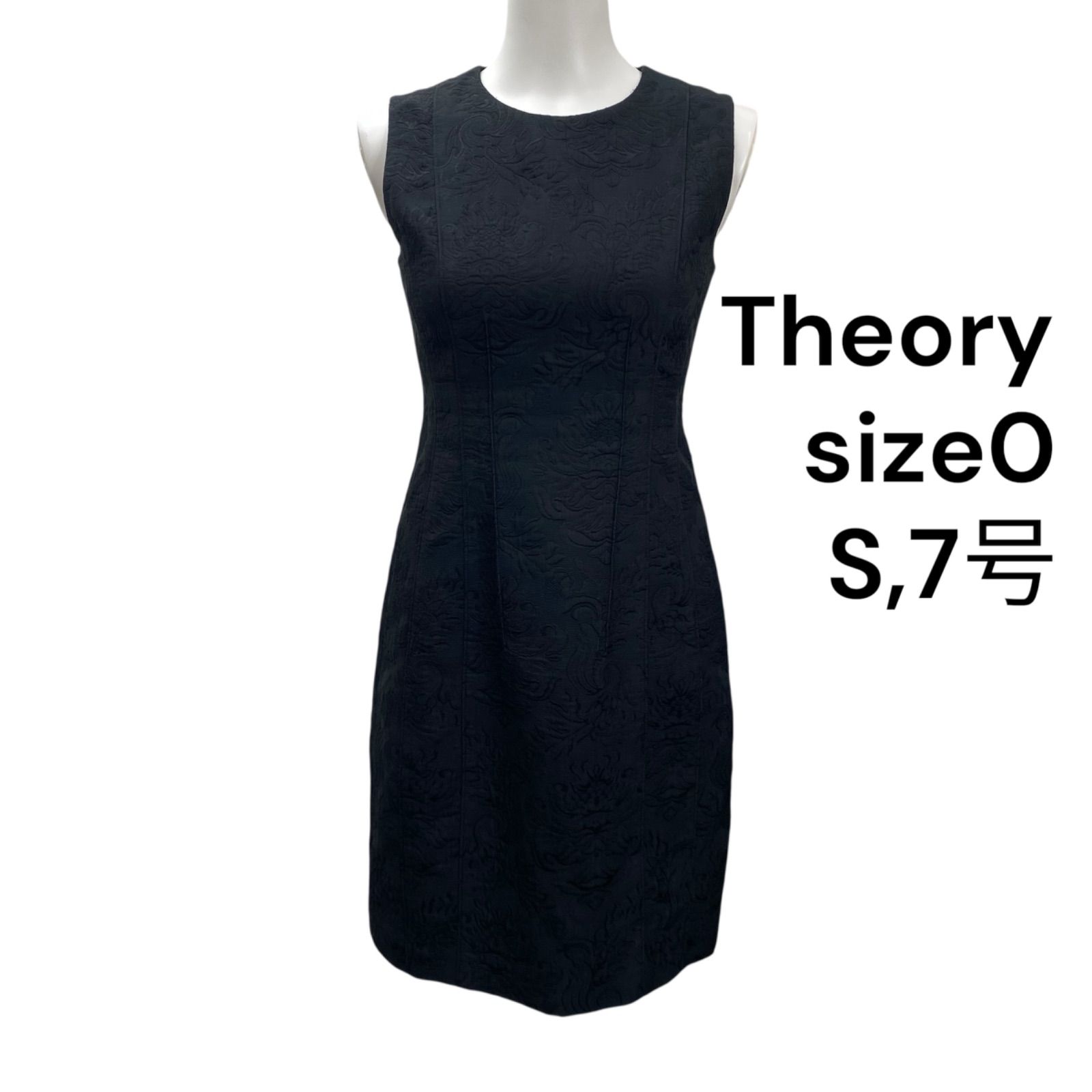 ◇セオリー Theory ワンピース 膝丈 ノースリーブ 花柄 ブラック