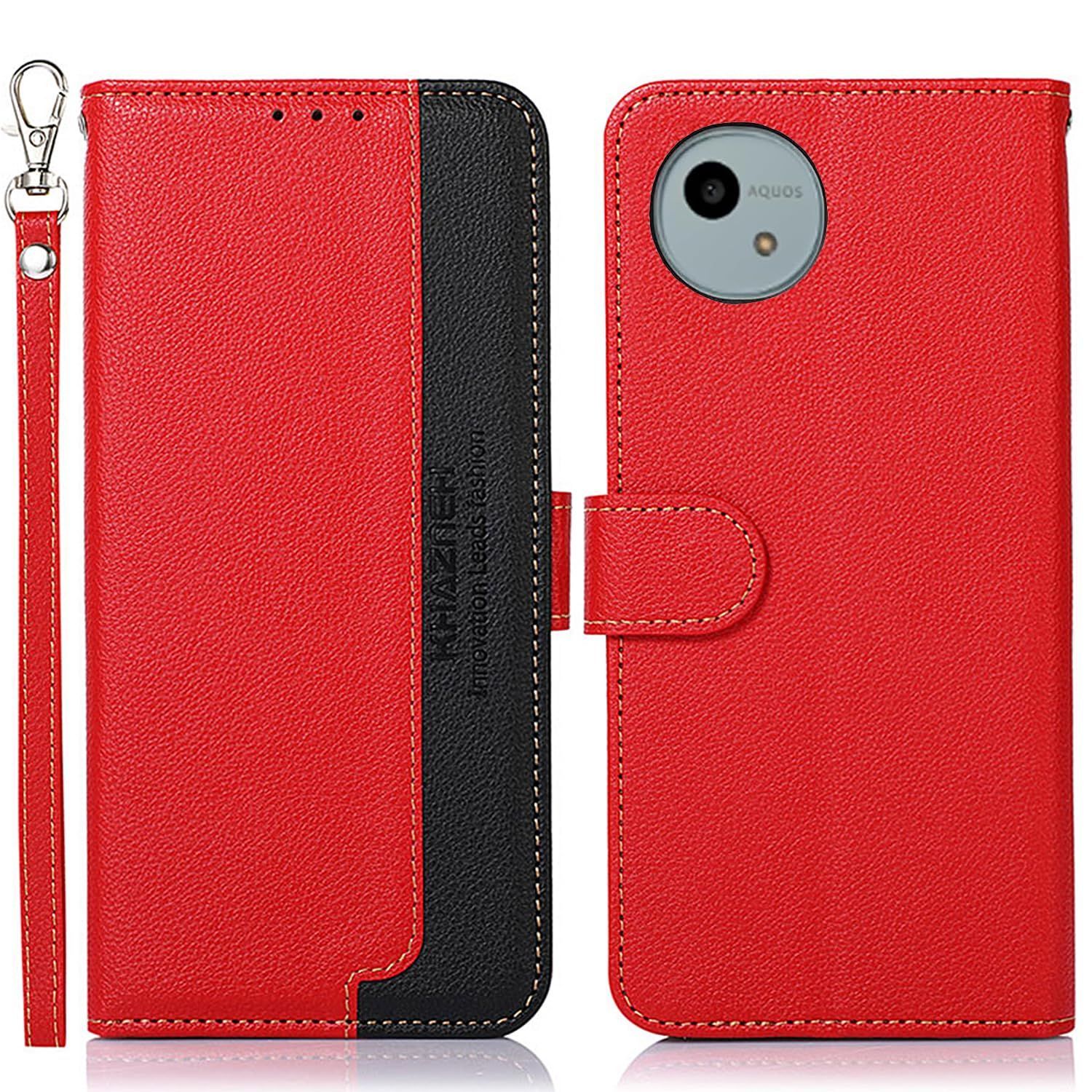 【在庫処分】AQUOS wish4 ケース 手帳型 アクオス ウィッシュ4 カバー WANWO 財布型 ストラップ付き [RFIDブロッキング] 高級PUレザー マグネット開閉式 カード収納 横置きスタンド機能 耐衝撃 人気