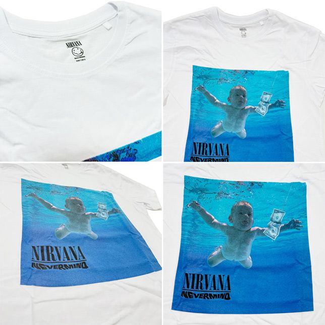 NIRVANA Nevermind Tシャツ 白 NIRVANA NEVERMIND プリントTシャツ 白