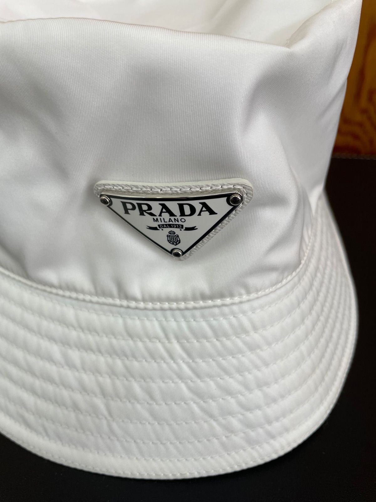 PRADA プラダ RE-NYLON 三角プレート バケットハット sizeM プラダハット