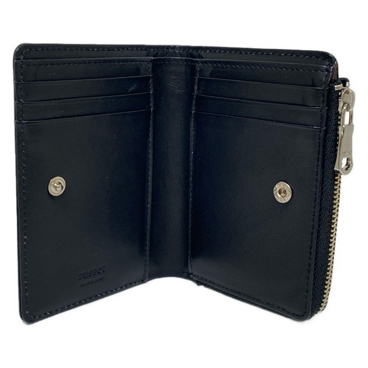 russet ラシットレザー　二つ折り財布 ブラック箱付き russet（ラシット）の「Monogram Press モノグラムレザー2つ折り財布