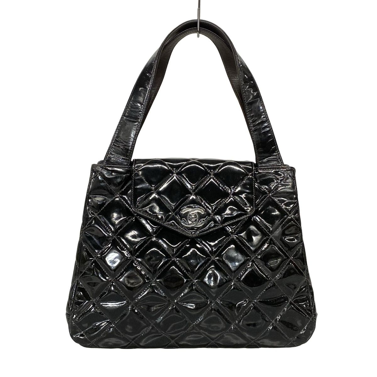 CHANEL シャネル ハンドバッグ マトラッセ 黒 シルバー金具 レザー