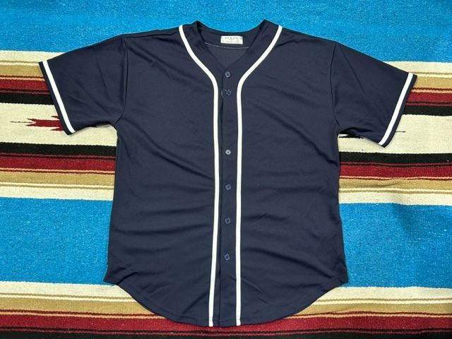 plain navy blue baseball jersey