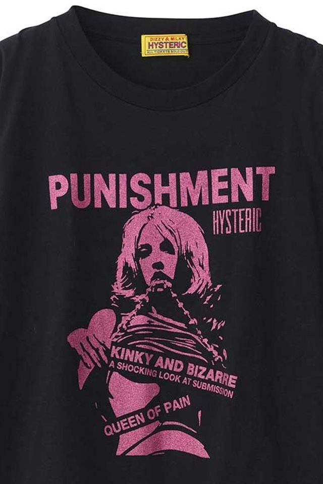 HYSTERIC GLAMOUR ヒステリックグラマー 01253CL10 KINKY AND BIZARRE Tシャツ BLACK 正規通販 レディース