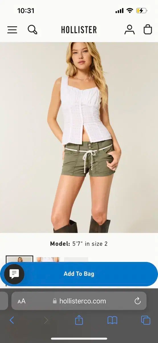 ホリスター カーキ スパー レース ローライズ ハーフパンツ