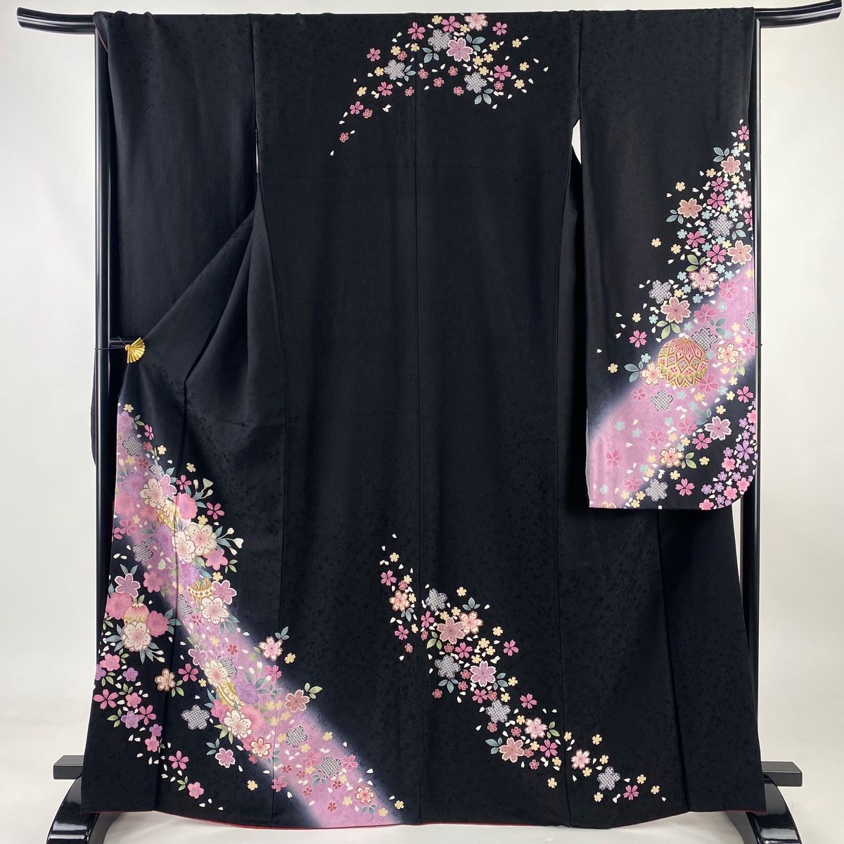 振袖　袋帯　4点セット　桜　蝶　金銀彩　身丈163cm 裄丈66cm M 正絹 振袖 袋帯 4点セット 桜 蝶 金銀彩 身丈163cm 裄丈66cm M 正絹