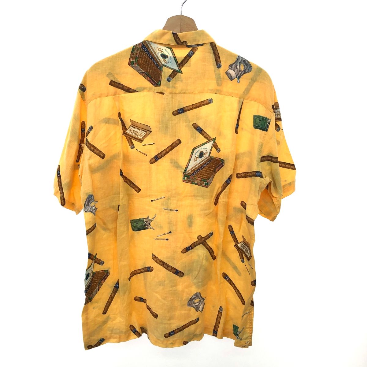 PAPAS パパス たばこ柄アロハシャツ サイズ M イエロー メンズ | 240001142898