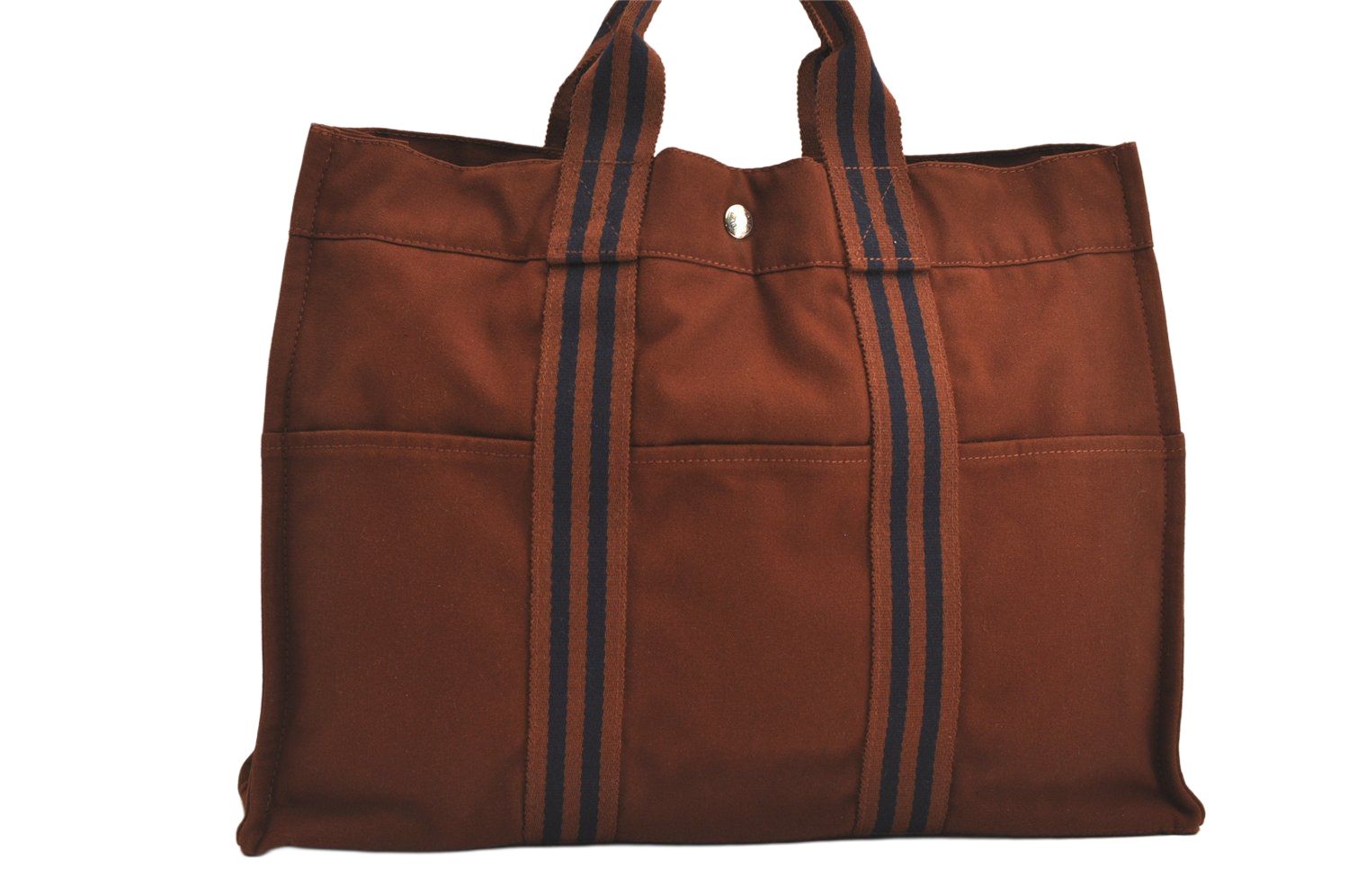 HERMES エルメス ヴィンテージ フールトゥ MM ハンドトートバッグ キャンバス ブラウン 6240M