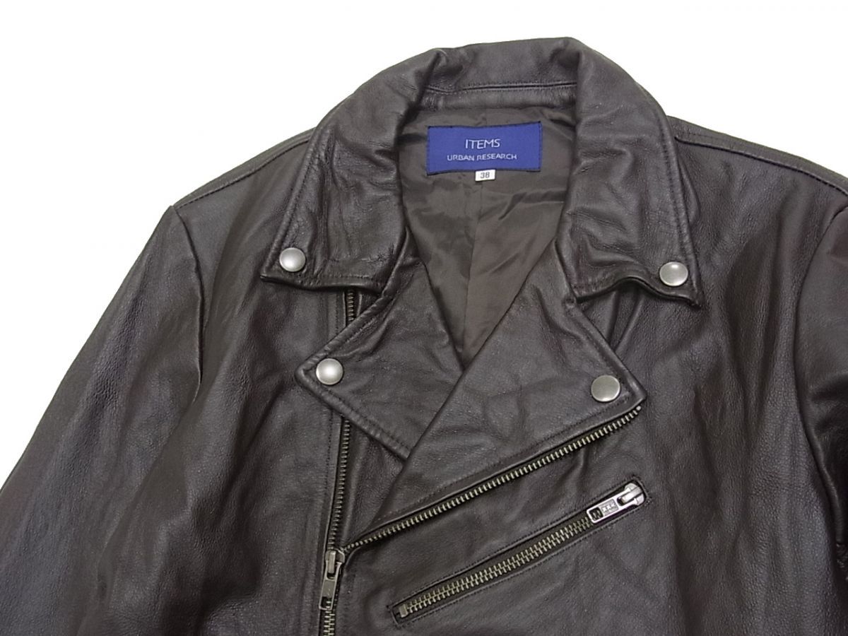 美品タグ付きURBANRESEARCHアーバンリサーチラムレザーWライダースM ITEMS URBANRESEARCH 【アイテムズ アーバンリサーチ