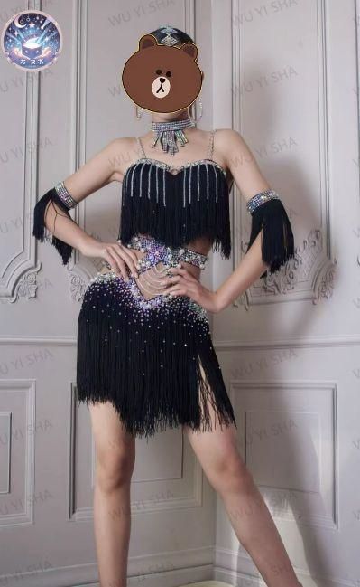 ♥ M 社交ダンス衣装 ラテンワンピース フリンジドレス