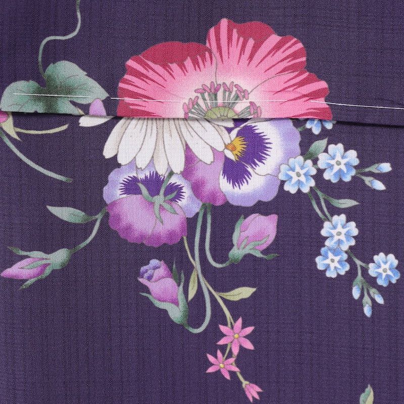 新品 浴衣 撫松庵 ネイビー アネモネマーガレット /1393 - メルカリ 