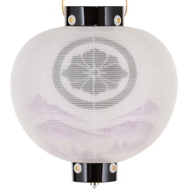 盆提灯 八女提灯 家紋承り提灯 門提灯丸 家紋入り 絹二重絵 13号 長さ85 cm P 3 8324 gj 023 ack 吊り提灯 LED電池式 初盆 お盆