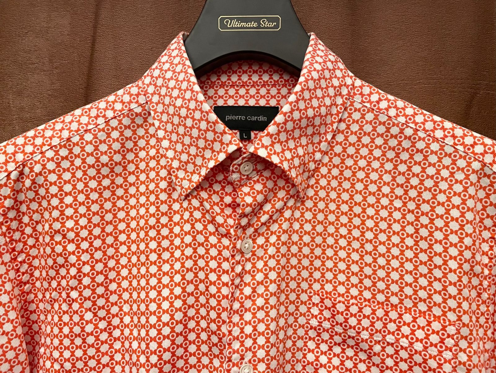 MADE IN JAPAN製 pierre cardin 長袖総柄ボタンダウンシャツ ホワイト 