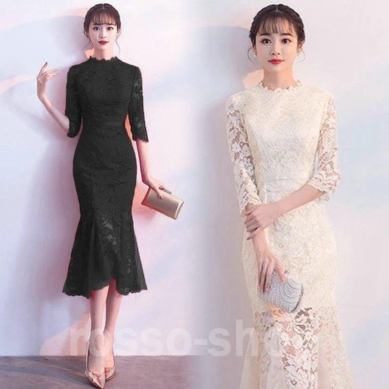 ロングドレス 袖付き ステージ衣装 演奏会用ドレス Vネック ベルベット