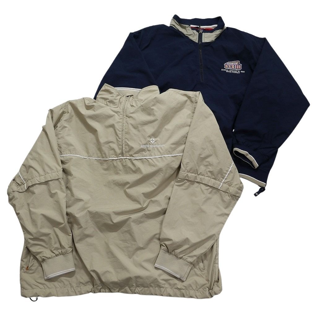 古着卸 まとめ売り プルオーバー ジャケット 8枚セット (メンズ M ) スムースポリ ハーフジップ 柄 ワンポイント MW3671 1円スタート