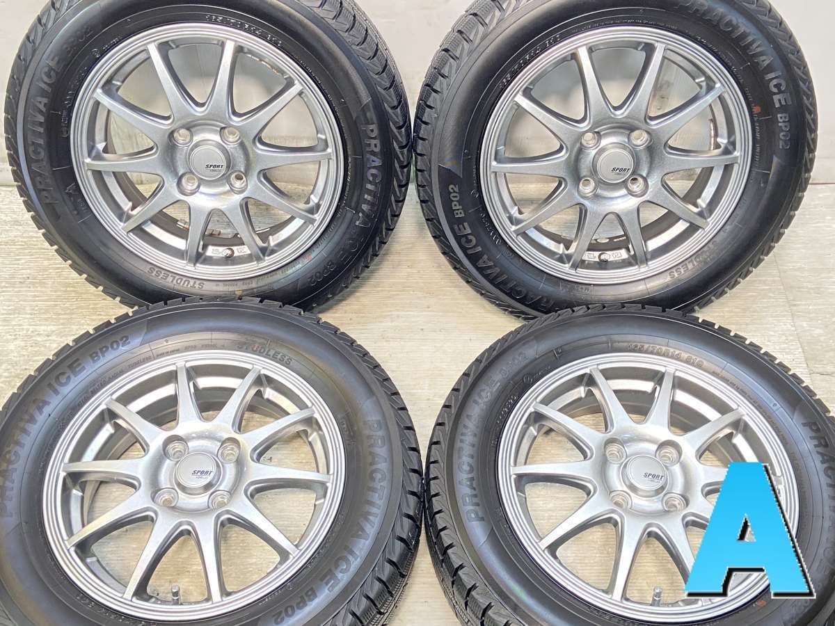 175/70R14  n　 イエローハット プラクティバ アイスBP02 n　 SPORT ABELIA n14x4.5 45 100-4穴 n中古タイヤ スタッドレスタイヤ ホイールセット 4本セットn w14241002600