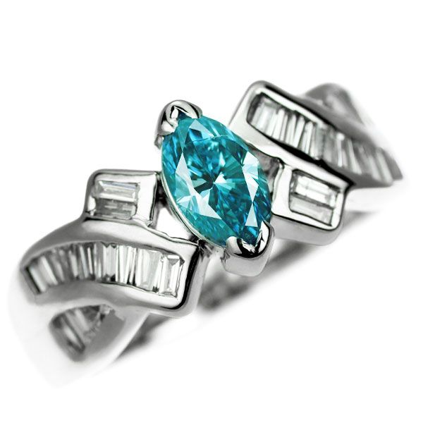 肌触りがいい Pt900 トリートブルー ダイヤモンド ダイヤモンド リング 0.65ct アクセサリー