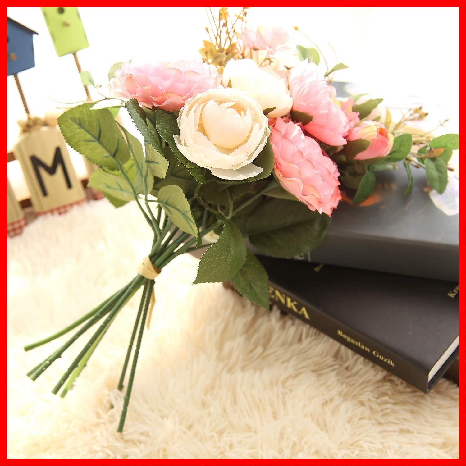 在庫 ホーム 庭園 美術館 人工観葉植物 キッチン ギフト プレゼント オフィス 撮影 飾り 喫 ウェディング 枯れない花 ラナンキュラス 手作り ブーケ ピンク 花束 インテリア 1束 造花 YUZUMIYA_COM