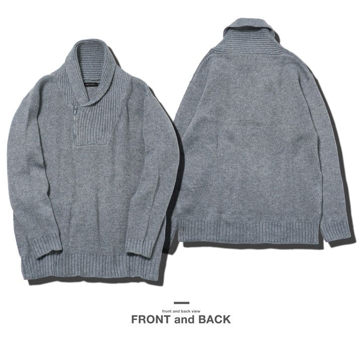 新品 未使用 JIGGYS SHOP(ジギーズショップ)ショールハーフジップ畦ニットセーター 217537 アイボリー