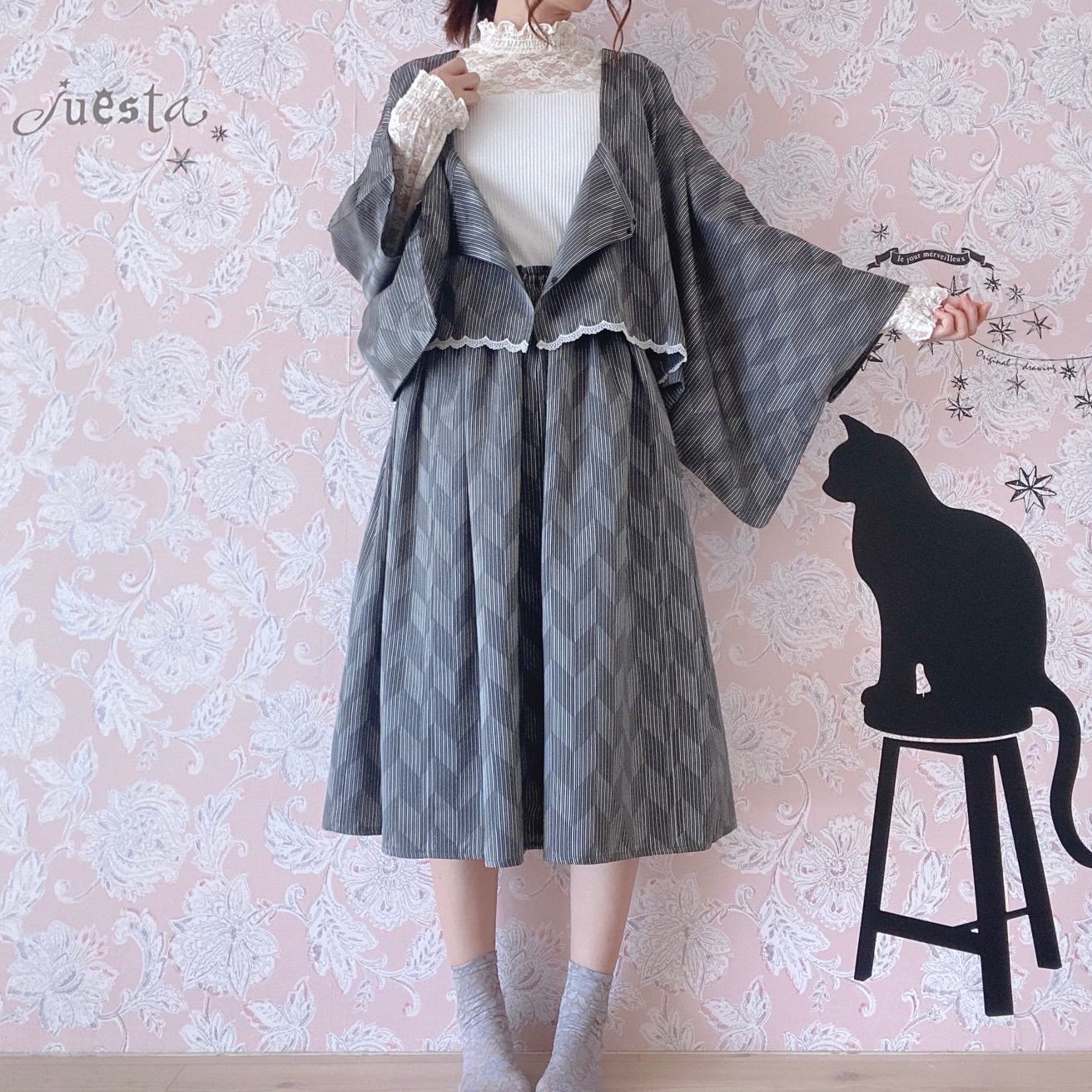 雨コートリメイクセットアップ グレー系