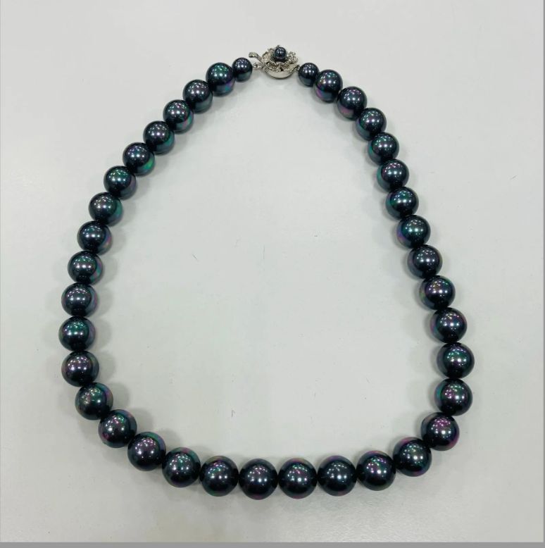 A ヴィンテージ アクセサリー ネックレス 黒真珠 パール 真珠 天然 冠婚葬祭 結婚式 葬式 シルバー silver