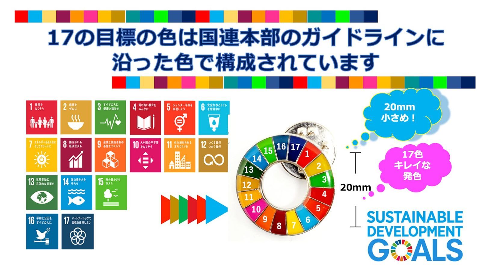 特価セール】SDGs バッジ 【20ｍｍ 小さめ ミニ 社章サイズ】(10個