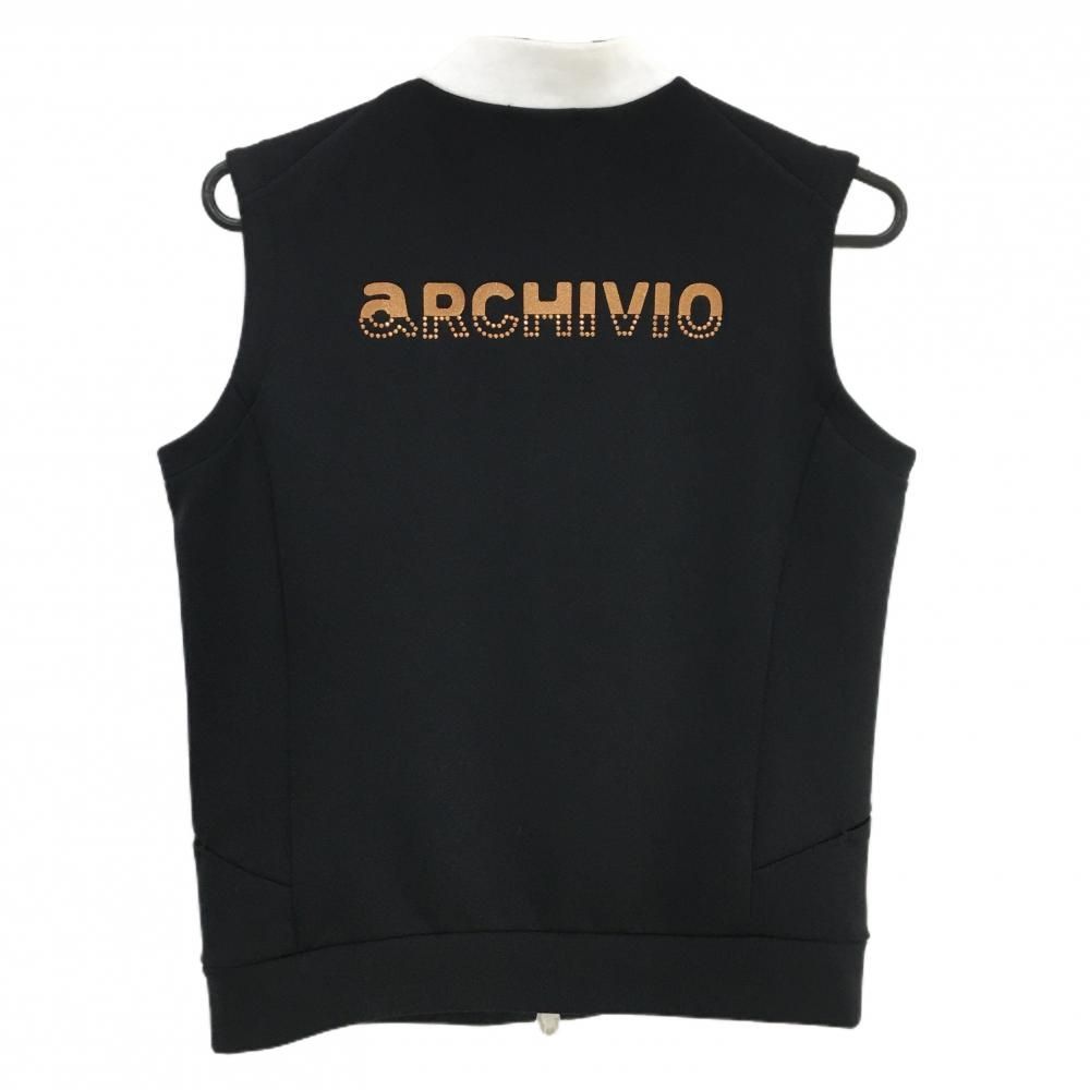 美品】アルチビオ ジップベスト 黒×白 ネック異素材 レディース 38(M