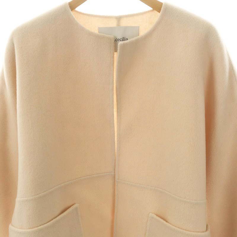 セントセシリア St.cecilia リバーウールコート ノーカラー ピンク  