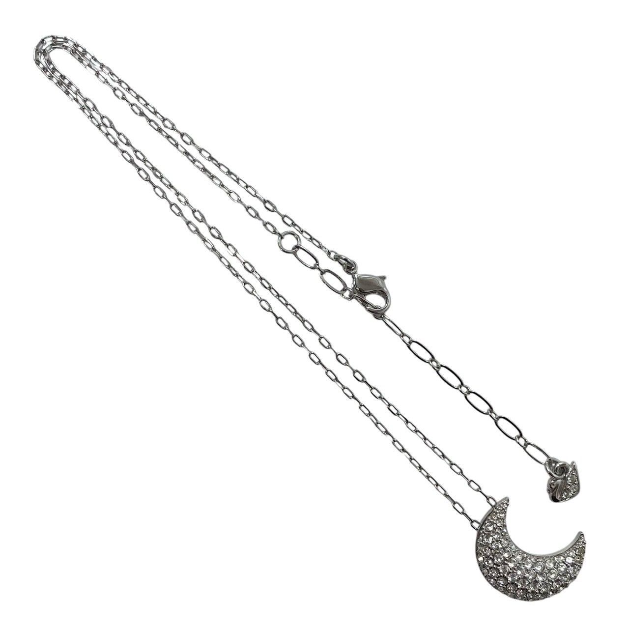 SWAROVSKI】Luna 三日月 パヴェ ネックレス シルバーカラー クリスタル 