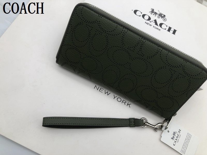 コーチ COACH 長財布 財布 パンチンググリーン 緑 ラウンドファスナー