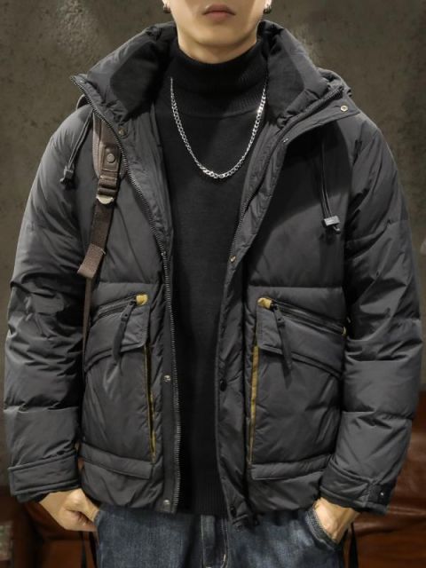 秋冬 コーデ メンズ 服 シンプル ファッション オシャレ 大人 かっこいい 大きいサイズ ストリート 紳士服 アヒル ダウン ジャケット アウター フード付き 暖かい