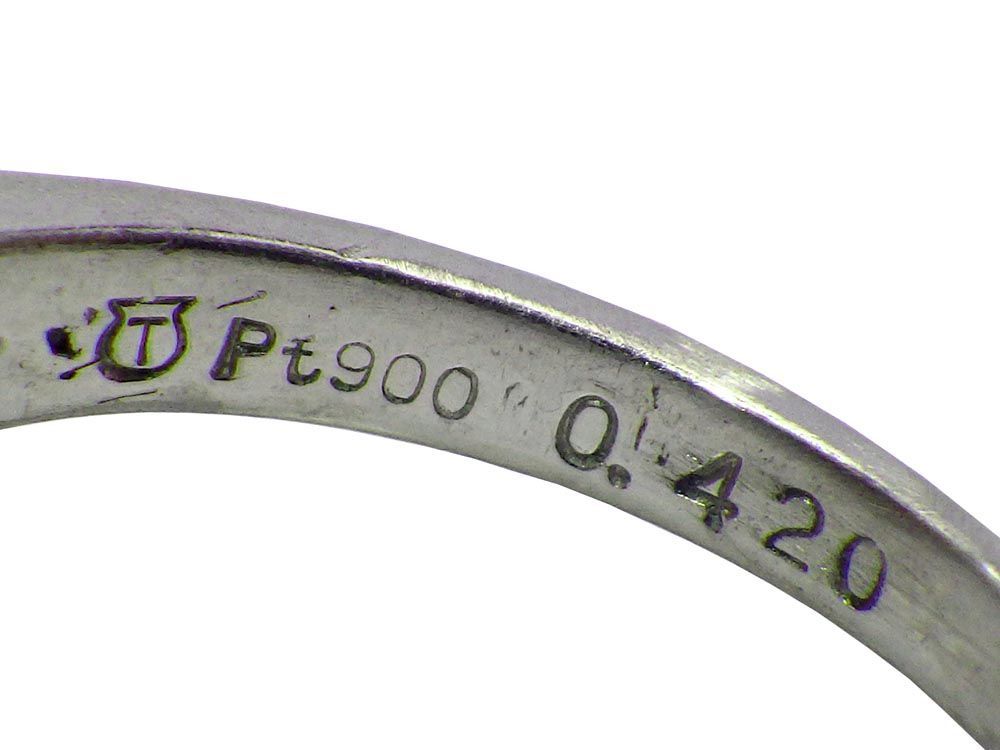 タサキ Pt900 V字 ダイヤモンドリング 4.2g 9.5号 Jewelry TASAKI Dia0.42ct Ring