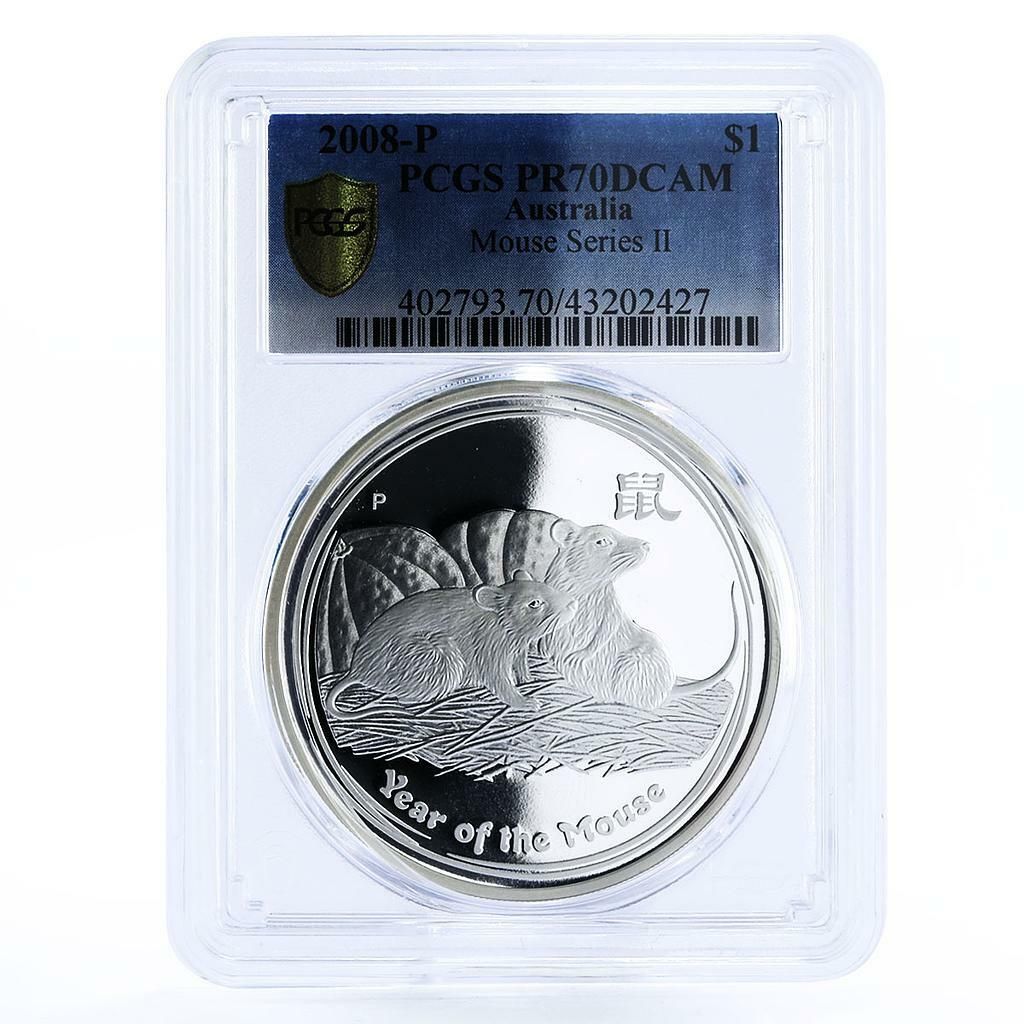 Atralia 1 dollar Lunar II Year of Moe PR70 PCGS proof silver coin 2008