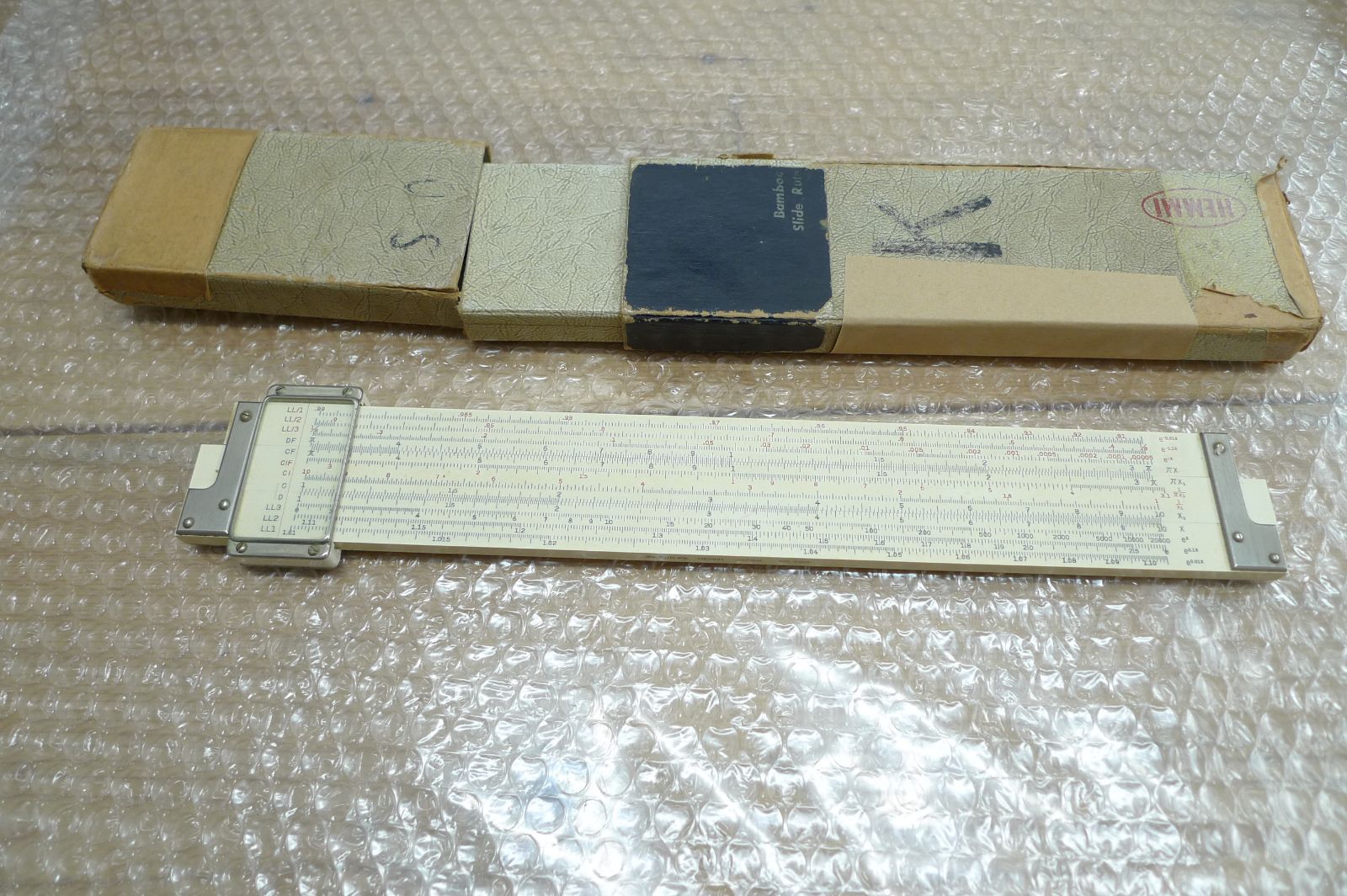 昭和レトロ SUN HEMMI ヘンミ計算尺 Bamboo Slide Rule No.260 機械技術用 管理p0815