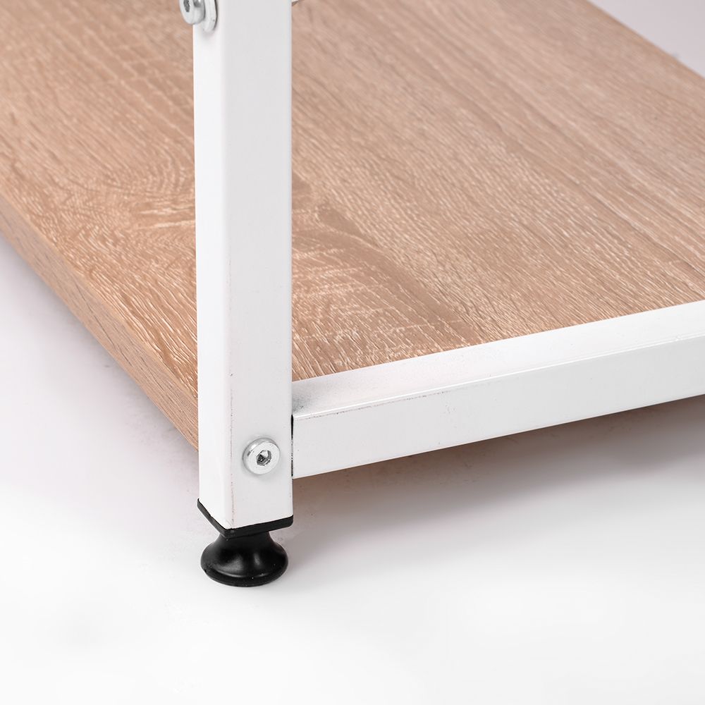 ナチュラル】パソコンデスク L字 120cm 2段ラック付 デスク木製