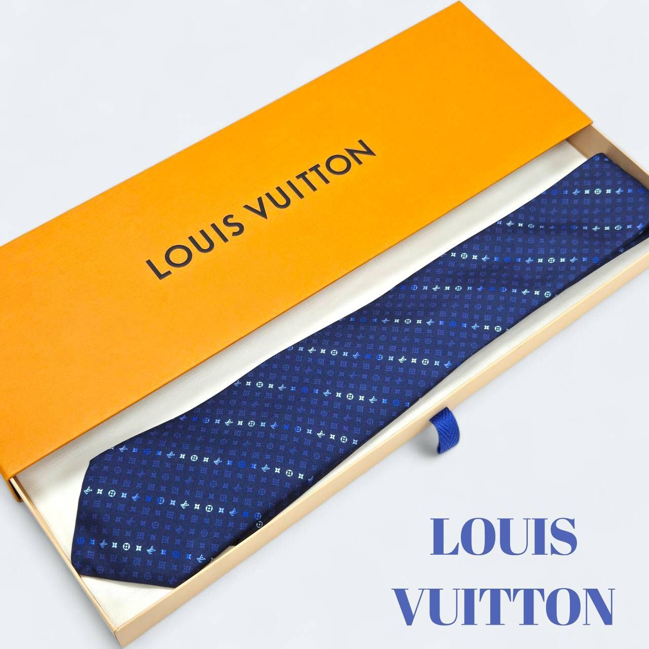 LOUIS VUITTON ルイヴィトン モノグラム ネクタイ ネイビー系 箱付き