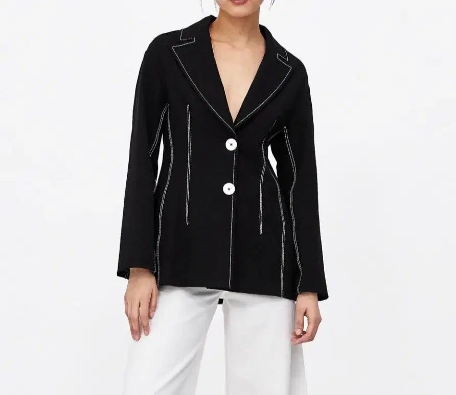 品質保証、最安値に挑戦！ 55 ZARA ザラ レディース スパン糸 ジャケット 黒 カジュアル スーツ