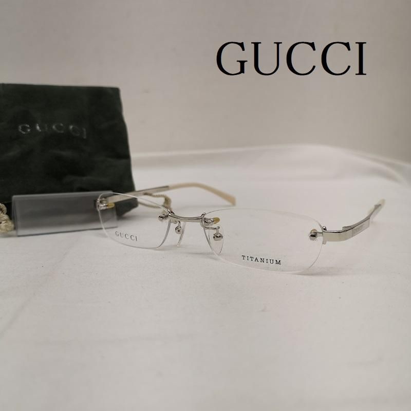 最高の品質 GUCCI チタン メガネ ツーポイント めがね・サングラス グッチ メガネ・老眼鏡